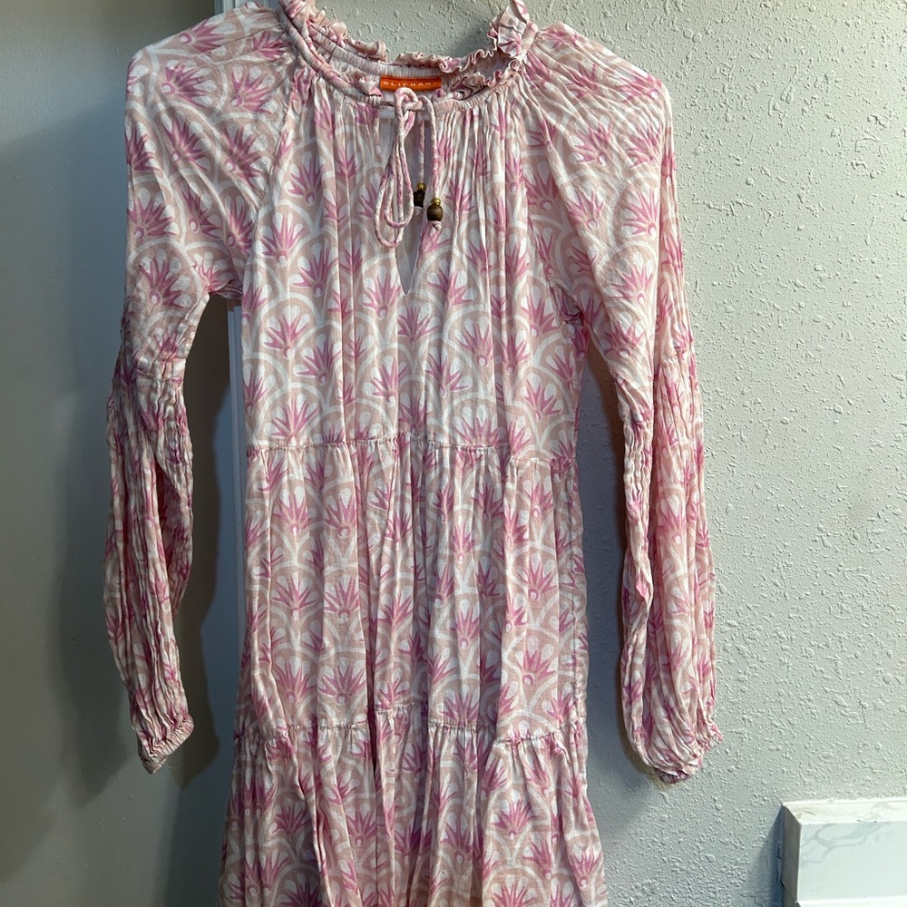 Oliphant Pink and White Patterned Casual Dress